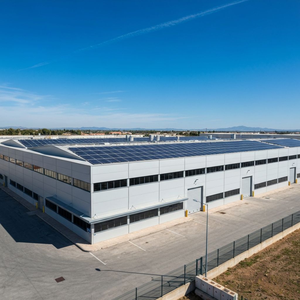 Instalación solar en edificio comercial español